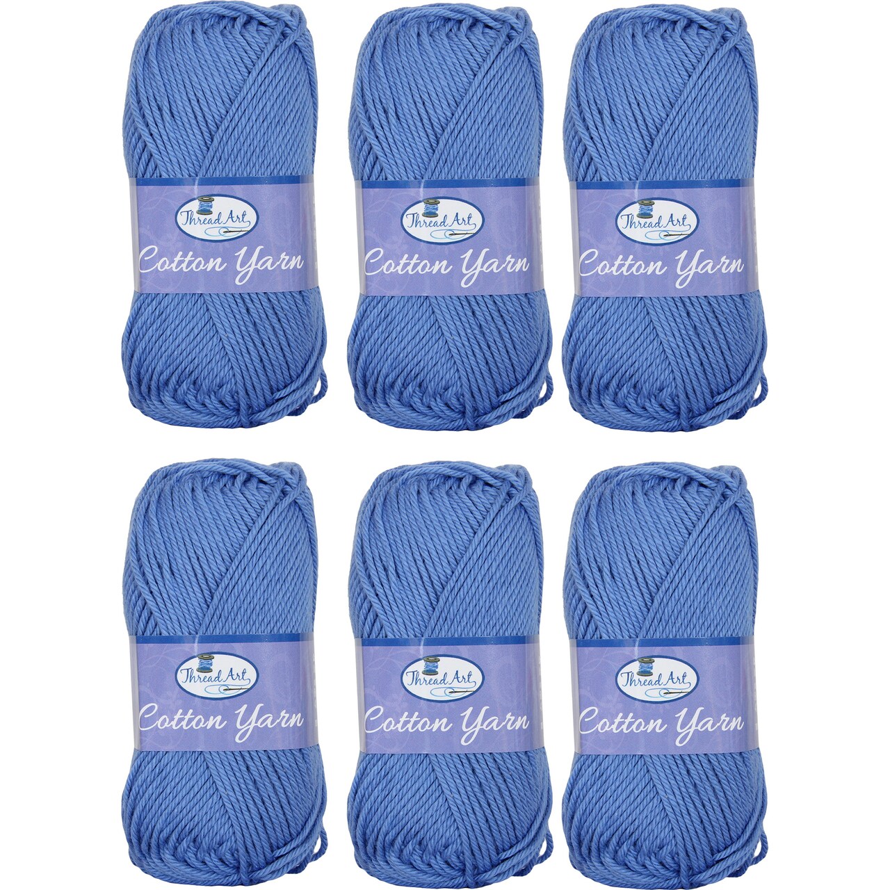 Threadart 100% Pure Cotton Crochet Yarn Size 4 | 50 gram Skeins | Worsted Medium | 85 yds per Skein | 30 Colors Available | Singles, 3 Packs, 6 Packs